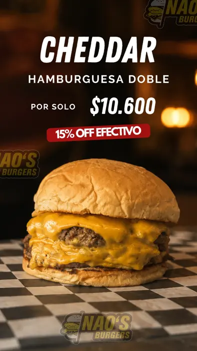 Nao's Burgers: Pieza de producto y precio